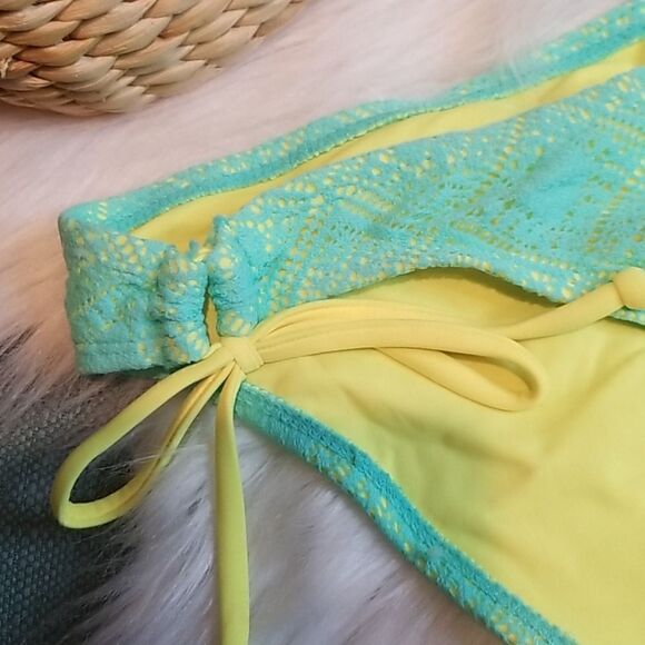 Arizona Blue-Turquoise Lime Lace Bikini Bottom L - Picture 4 of 4